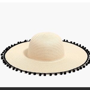 J. Crew Beach Hat with Black Pom Pom